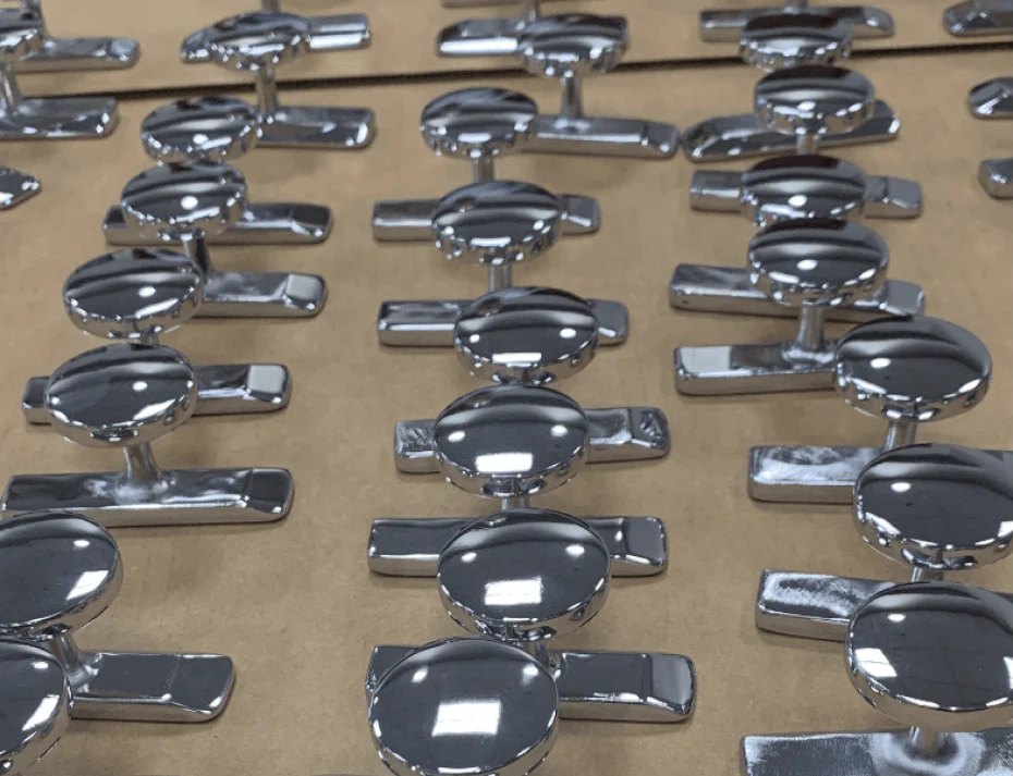 Rows of finished, polished Ttools coming off production